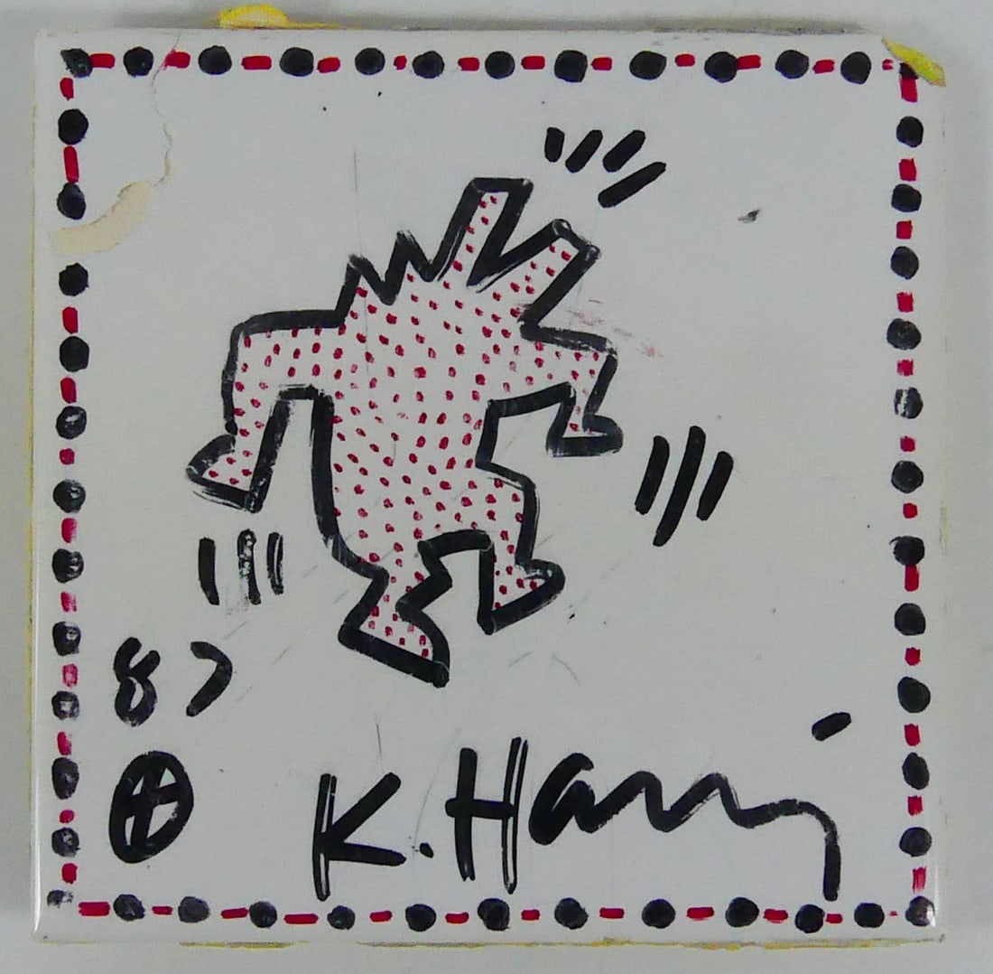 KEITH HARING 'BARKING DOG' CERAMIC TILE (1 of 5)