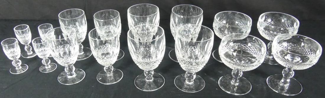 16pc WATERFORD 'COLLEEN' CUT CRYSTAL GLASSES (1 of 5)