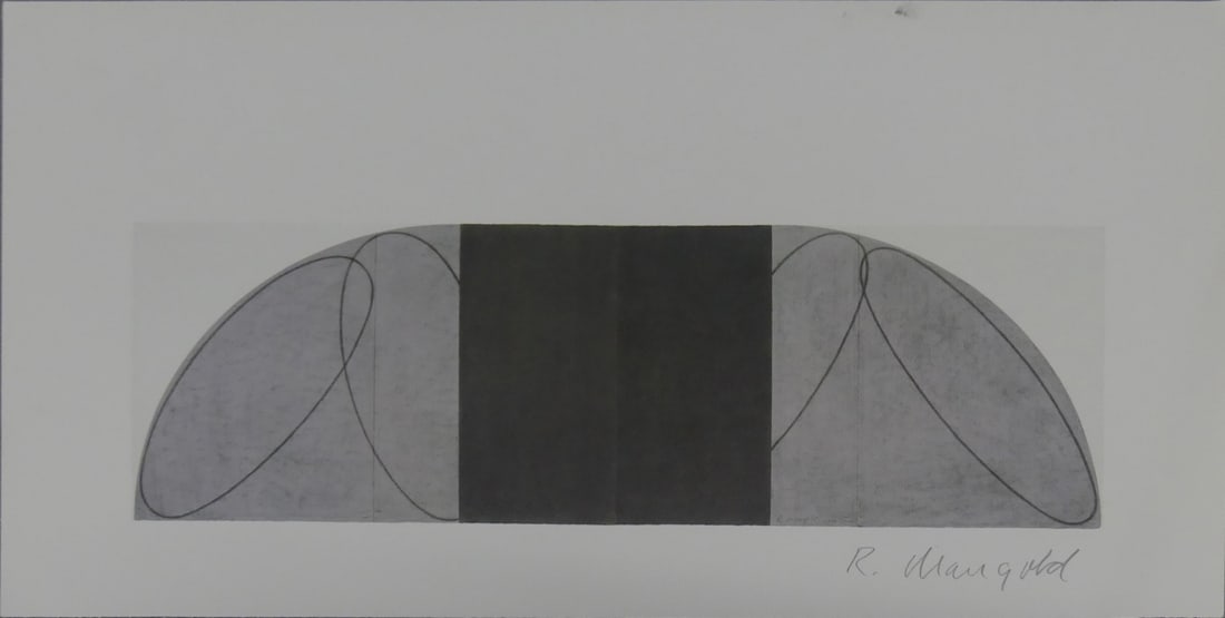 ROBERT MANGOLD SIGNED LITHOGRAPH: Robert Mangold offset lithograph. Pencil signed lower right. Sheet measures 12 1/2" x 6 7/8".