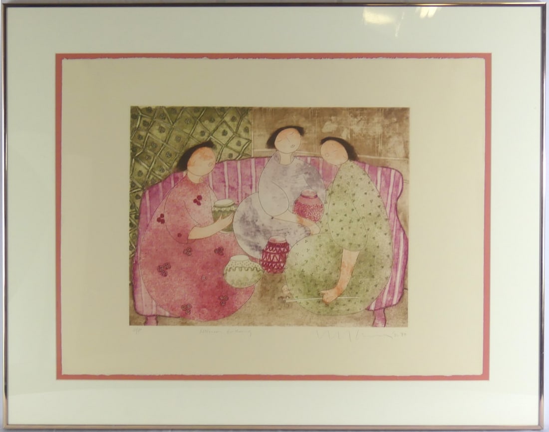 ENG TAY 'AFTERNOON GATHERING' LITHOGRAPH (1 of 11)