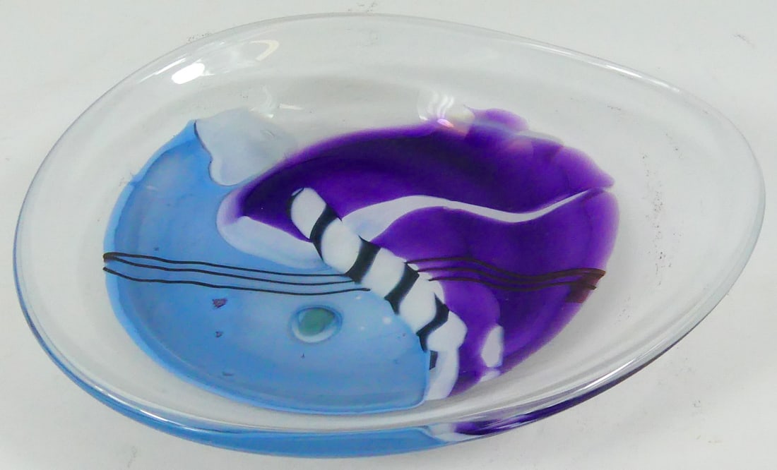 JAMES R WILBAT STUDIO ART GLASS BOWL (1 of 6)
