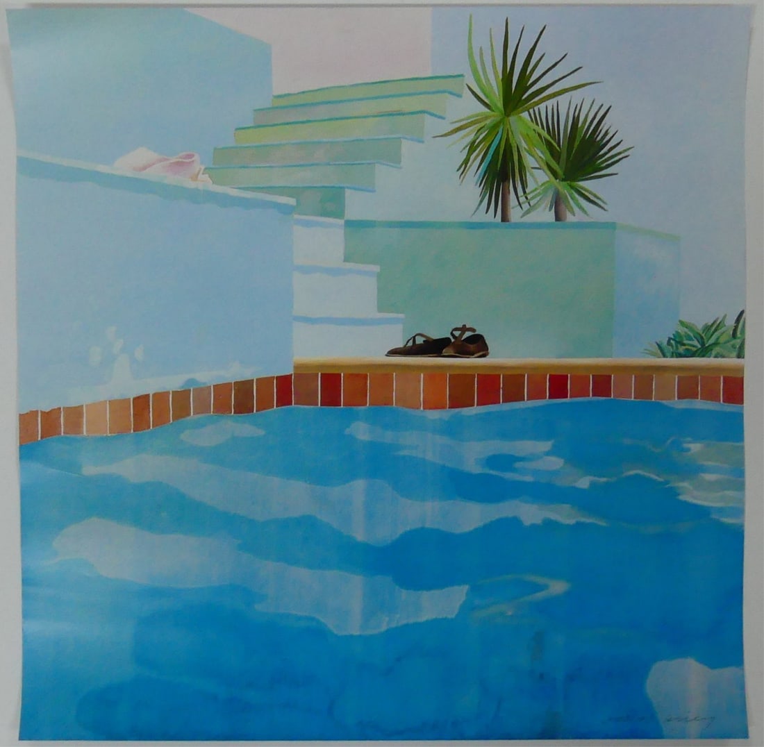 DAVID HOCKNEY 'POOL AND STEPS' SIGNED LITHOGRAPH (1 of 4)