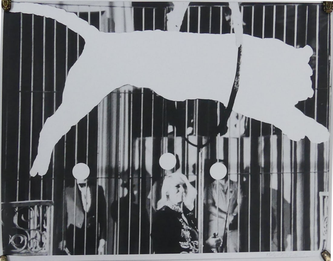 JOHN BALDESSARI 'TIGER WITH NO STRIPES': John Anthony Baldessari (American, 1931-2020) offset lithograph depicting a tiger with no stripes. Signed lower right. Measures 24" x 18 7/8".