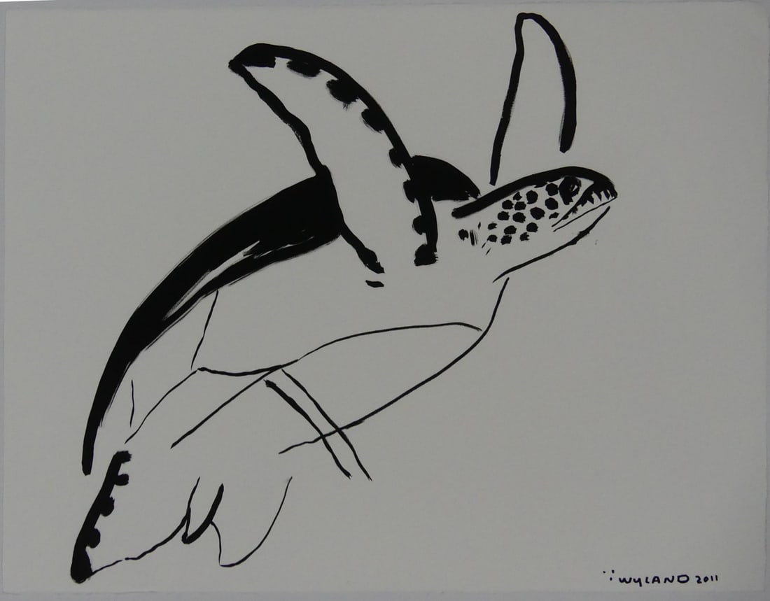 ROBERT WYLAND 'TURTLE' INK DRAWING ON PAPER (1 of 4)