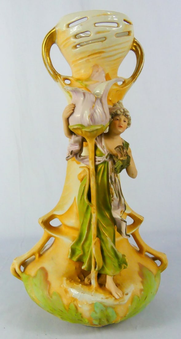 ROYAL DUX STYLE FIGURAL PORCELAIN VASE (1 of 6)
