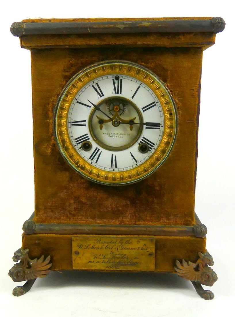 ANSONIA MANTLE CLOCK w WINGED GRIFFIN FEET (1 of 8)