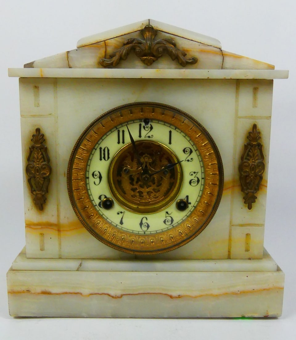 WATERBURY CLOCK CO MARBLE MANTEL CLOCK (1 of 11)