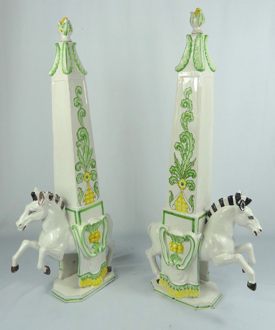 PR ITALIAN CERAMIC HORSE OBELISKS (1 of 8)