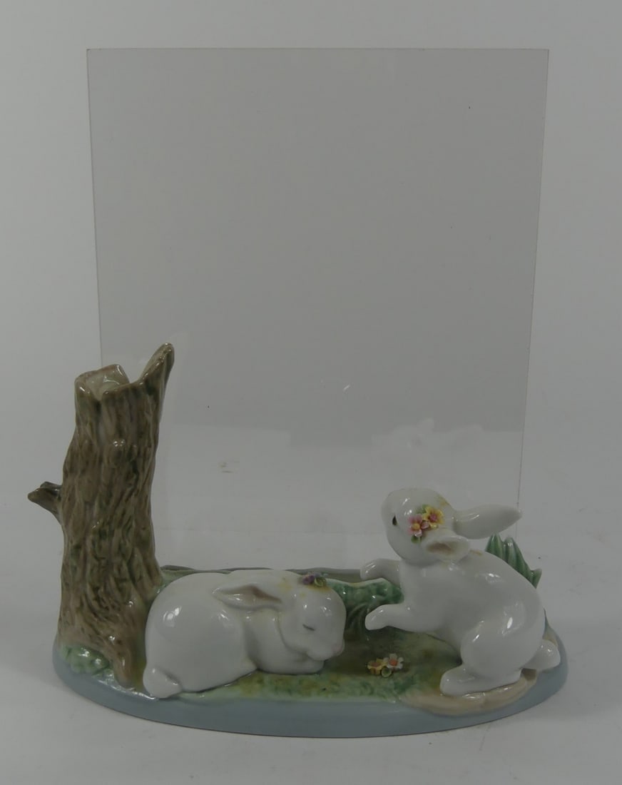 LLADRO PORCELAIN PHOTO FRAME 'GARDEN BUNNIES' (1 of 7)