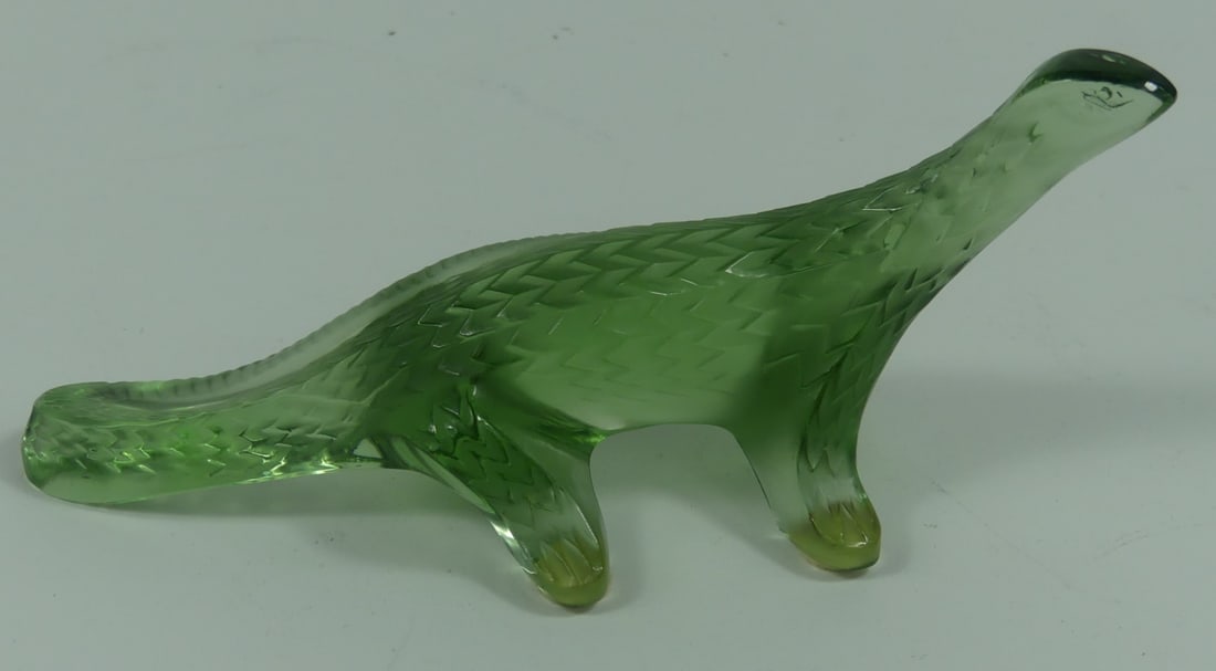 LALIQUE FROSTED GREEN CRYSTAL SALAMANDER FIGURINE (1 of 6)