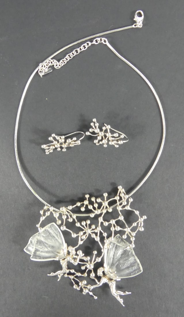 3pc LALIQUE FAIRY GALAXY NECKLACE & EARRINGS (1 of 7)