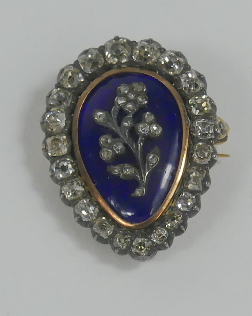 ANTIQUE YELLOW GOLD DIAMOND & ENAMEL LOCKET (1 of 7)