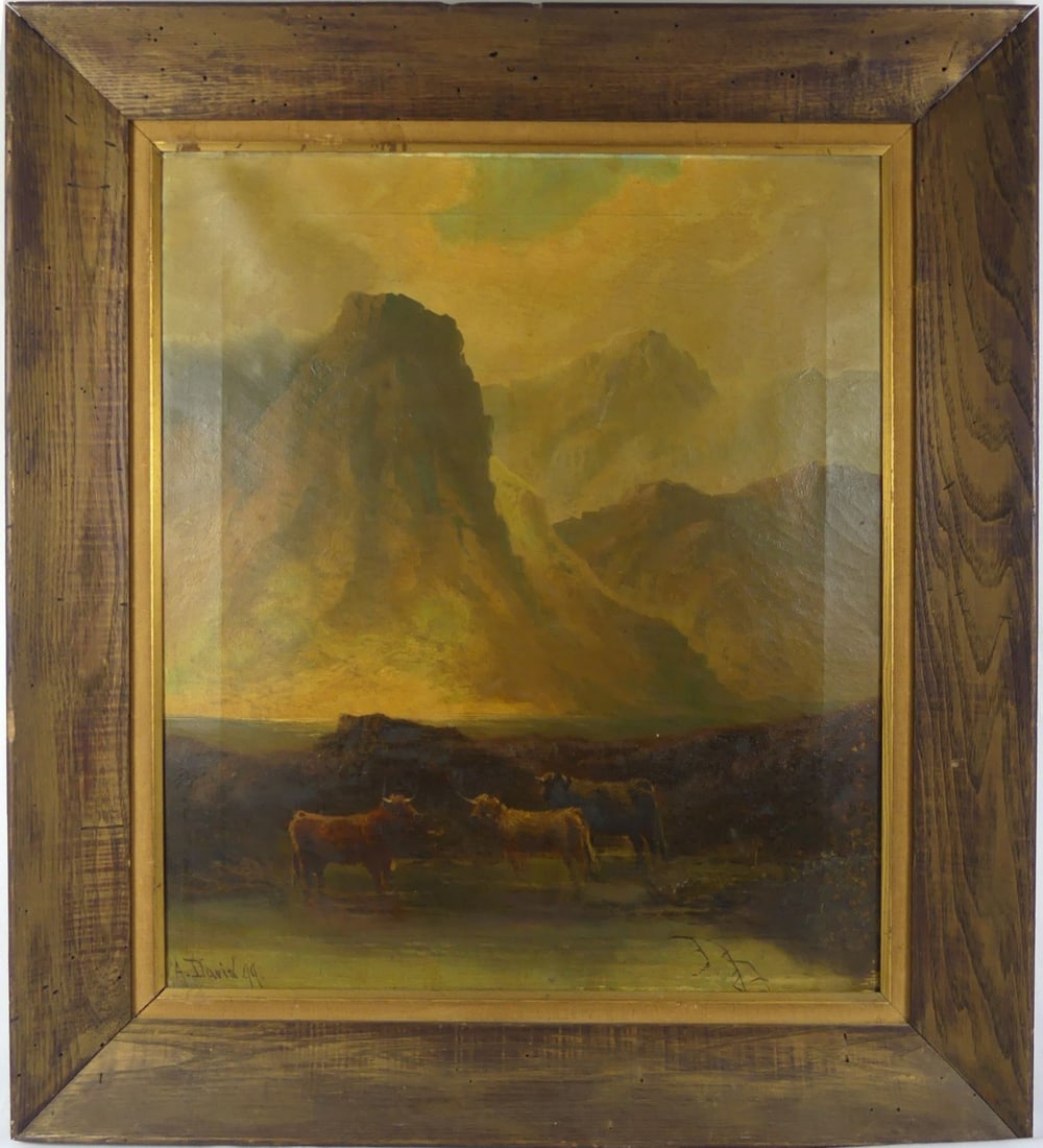 SCOTTISH SCHOOL 'SHAGGY CATTLE' OIL ON CANVAS (1 of 6)