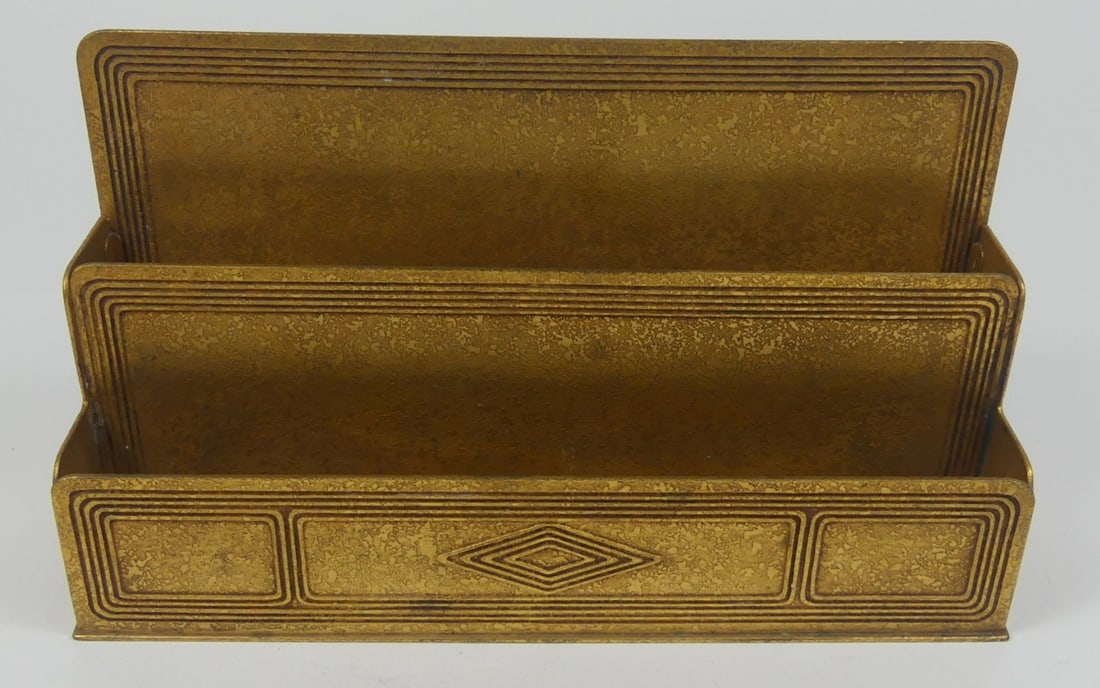 TIFFANY STUDIOS BRONZE 'GRADUATE' LETTER RACK (1 of 6)