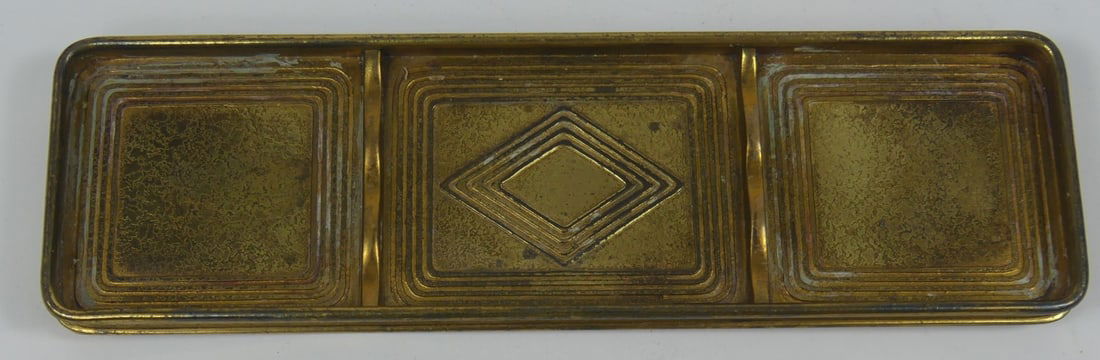 TIFFANY STUDIOS BRONZE 'GRADUATE' PEN TRAY (1 of 7)