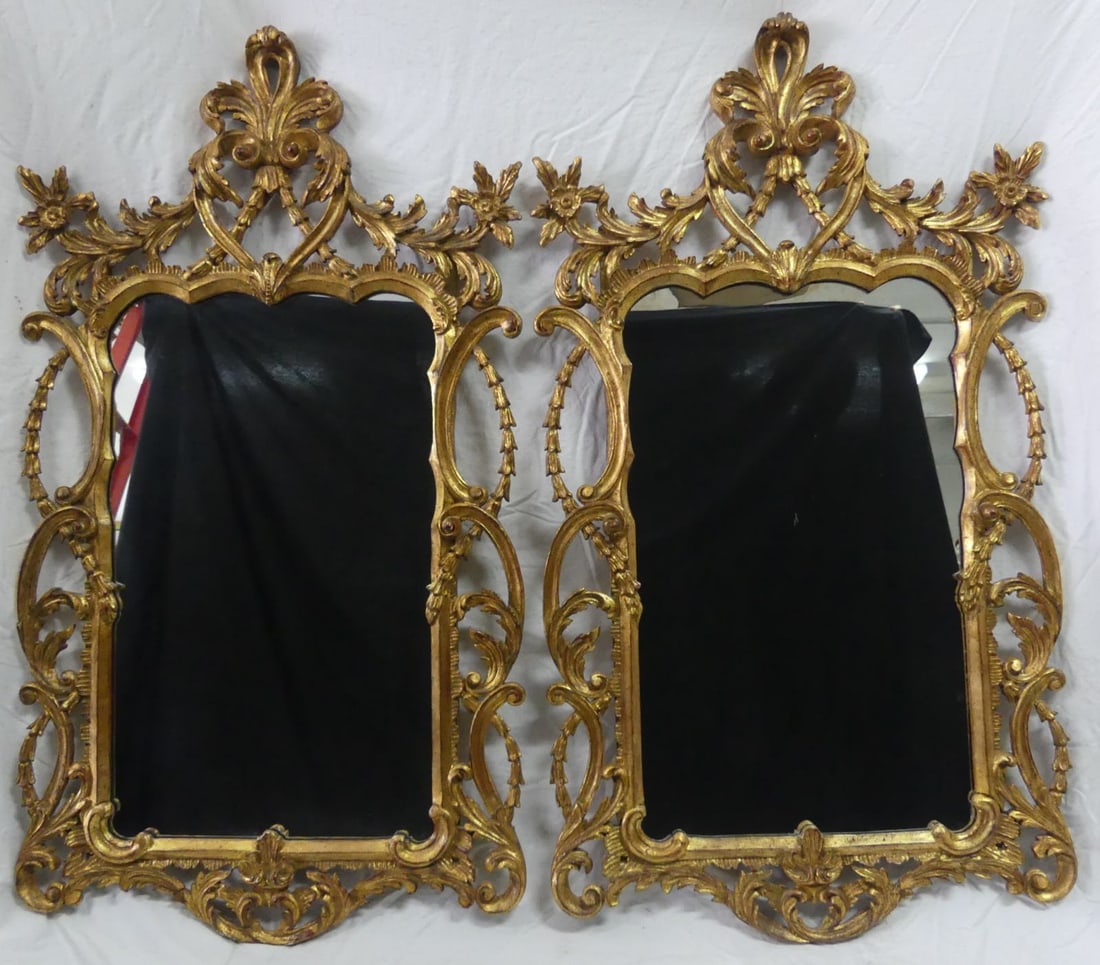 PR ITALIAN CARVED & GILT WOOD ROCOCO MIRRORS (1 of 9)