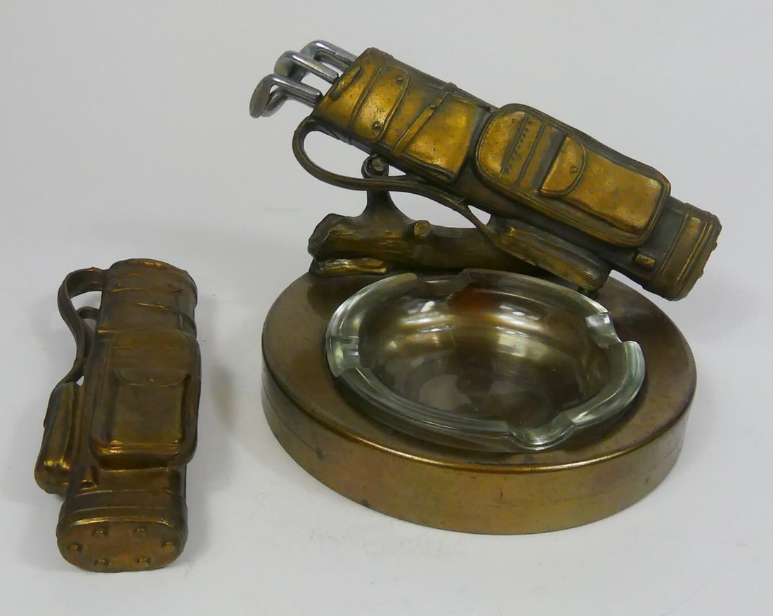 VINTAGE BRASS GOLF CLUB SMOKING SET (1 of 4)