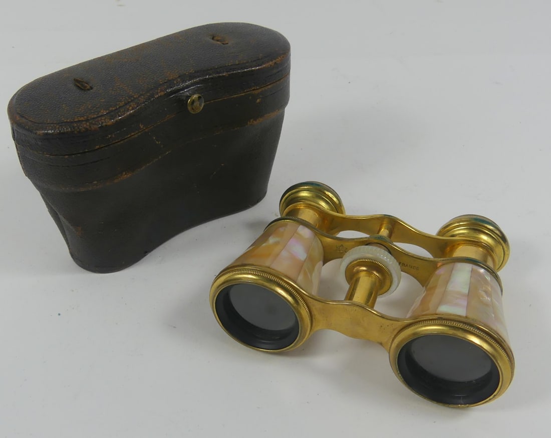 COLMONT PARIS MOTHER OF PEARL OPERA GLASSES w CASE (1 of 8)