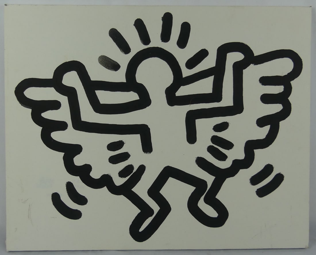KEITH HARING 'ANGEL' ACRYLIC PAINTING ON CANVAS (1 of 4)