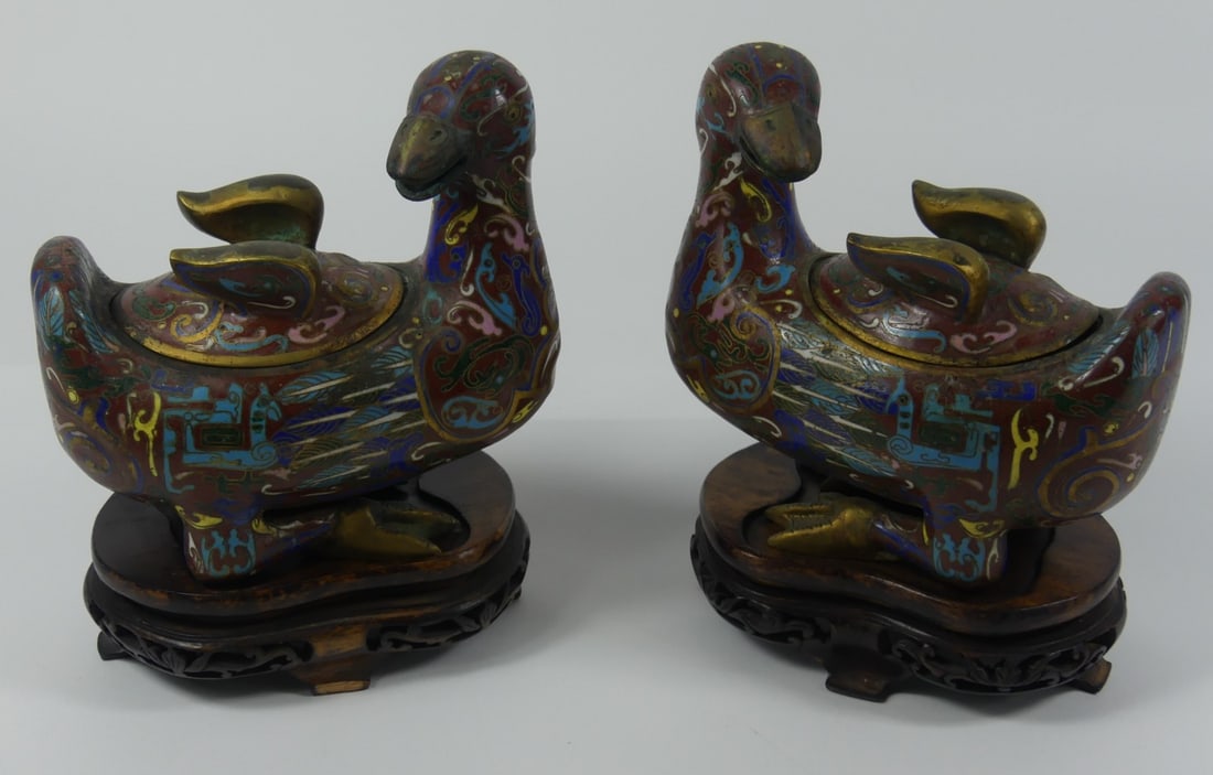 PR CHINESE CLOISONNE DUCK VESSELS (1 of 5)