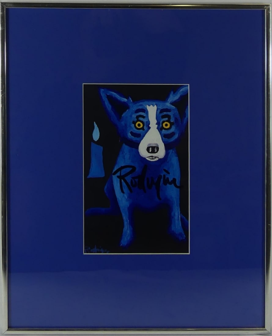 BLUE DOG WITH CANDLE SIGNED PRINT (1 of 5)