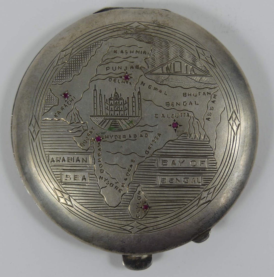 INDIAN SILVER & RUBY COMPACT (1 of 4)