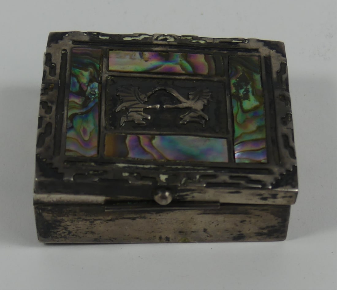 MEXICAN STERLING SILVER & ABALONE COVERED BOX (1 of 6)
