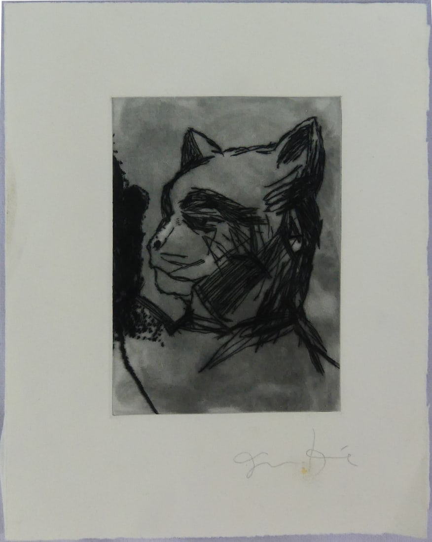 JIM DINE 'CAT' ETCHING SIGNED (1 of 5)