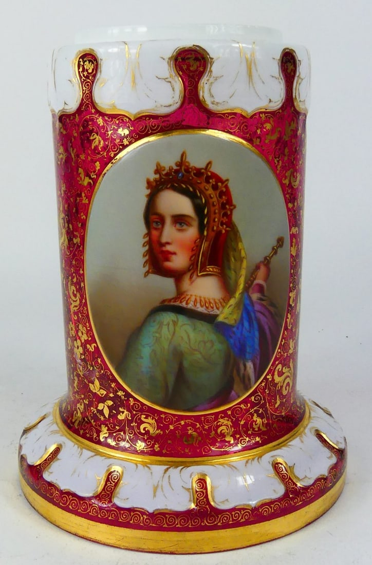 BOHEMIAN CRANBERRY GLASS PORTRAIT PEDESTAL (1 of 8)