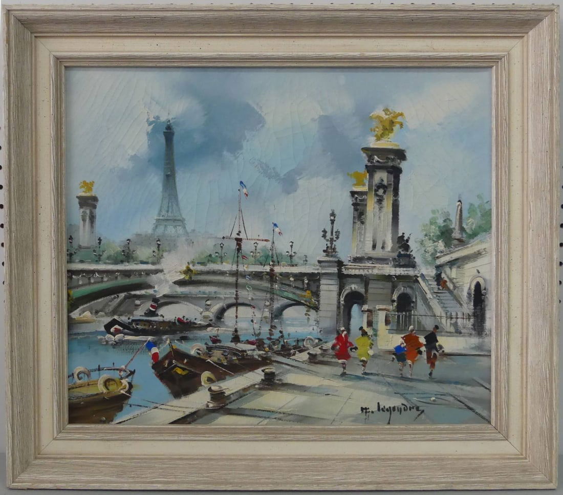 MAURICE LEGENDRE PARISIAN OIL PAINTING ON CANVAS: Maurice Louis Legendre oil painting on canvs. Signed lower right. Viewable measures 21" x 17 1/2". Frame measures 26 1/4" x 23".
