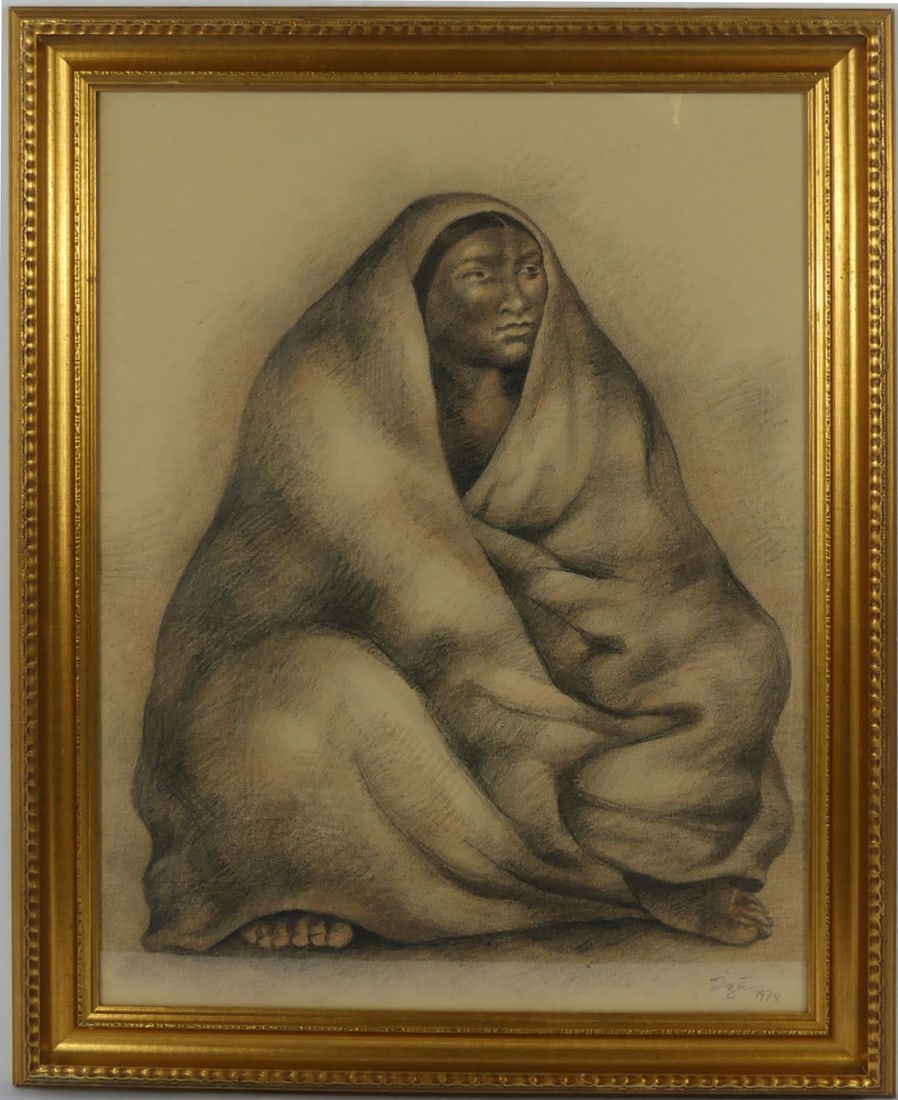 FRANCISCO ZUNIGA CHARCOAL DRAWING ON PAPER (1 of 5)