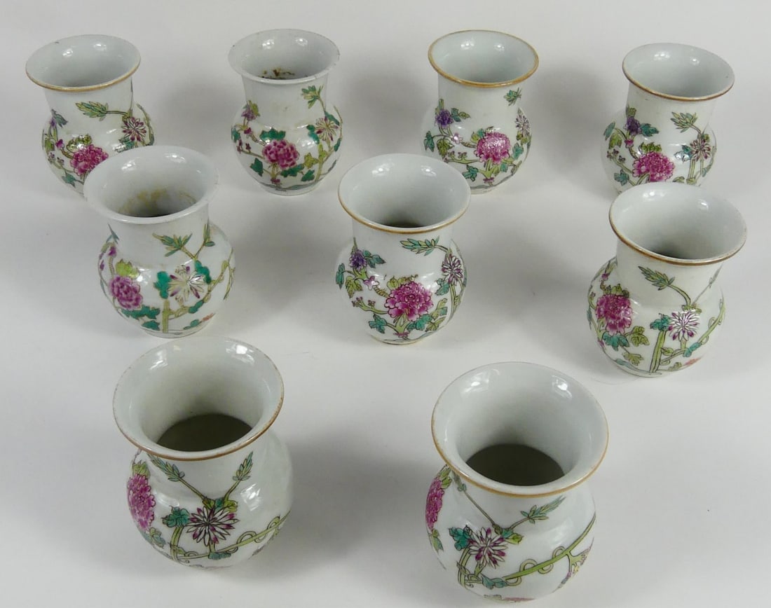 9pc CHINESE FAMILLE ROSE PORCELAIN SCHOLAR ITEMS (1 of 5)