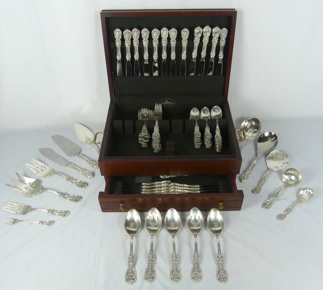 101pc REED & BARTON "FRANCIS I' STERLING FLATWARE (1 of 7)