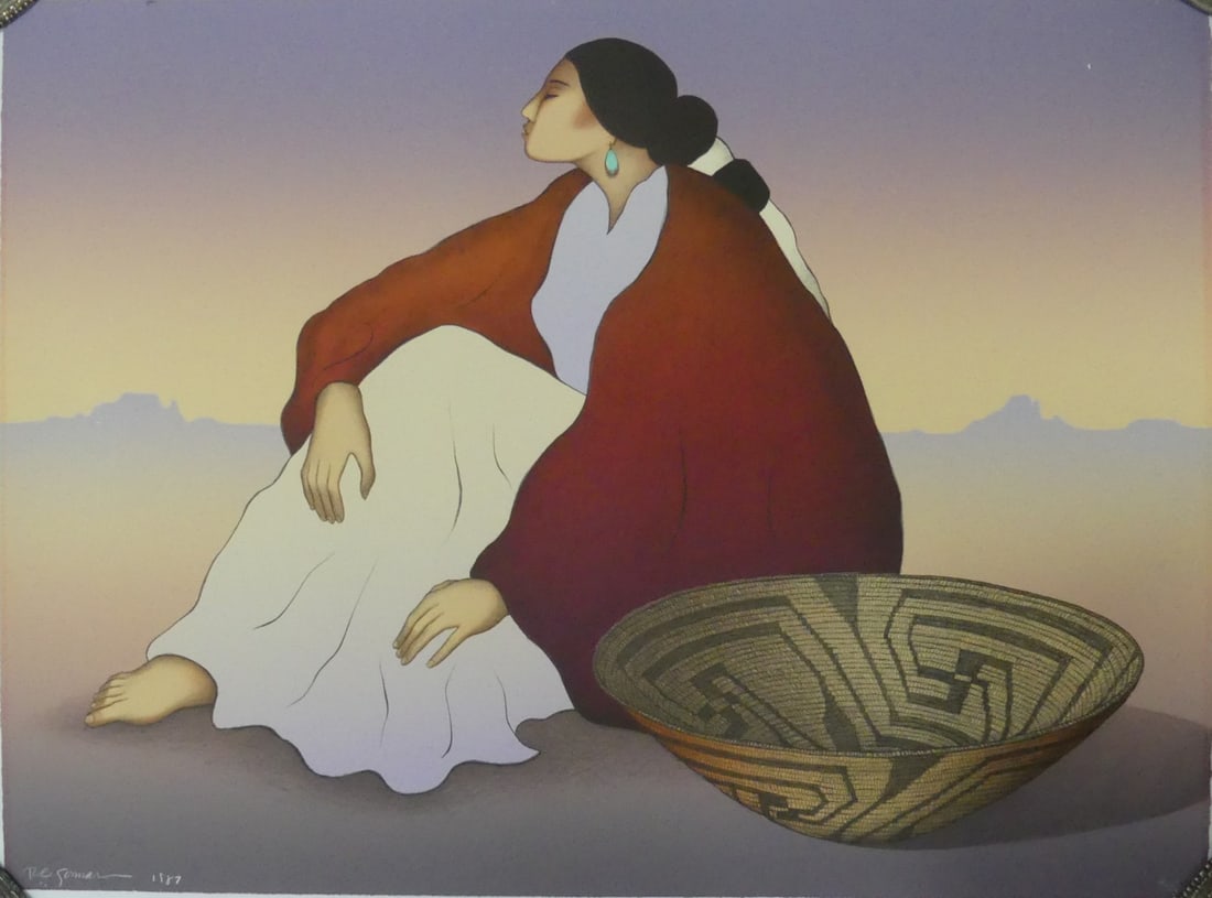 R.C. GORMAN 'WOMAN WITH PIMA BASKET' LITHOGRAPH (1 of 5)