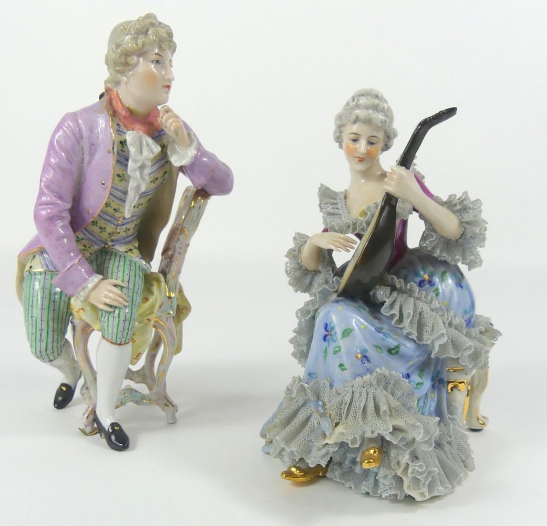 2pc DRESDEN PORCELAIN FIGURINES (1 of 7)