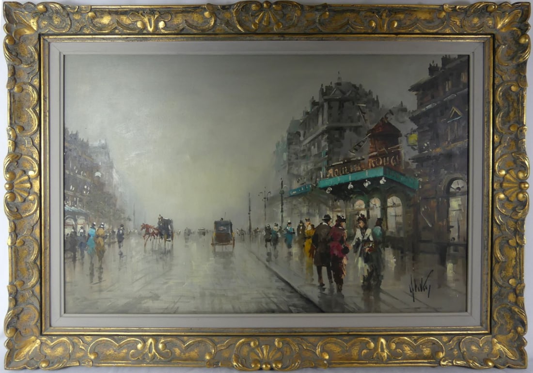 ANTONIO DEVITY 'MOULIN ROUGE' OIL ON CANVAS (1 of 8)