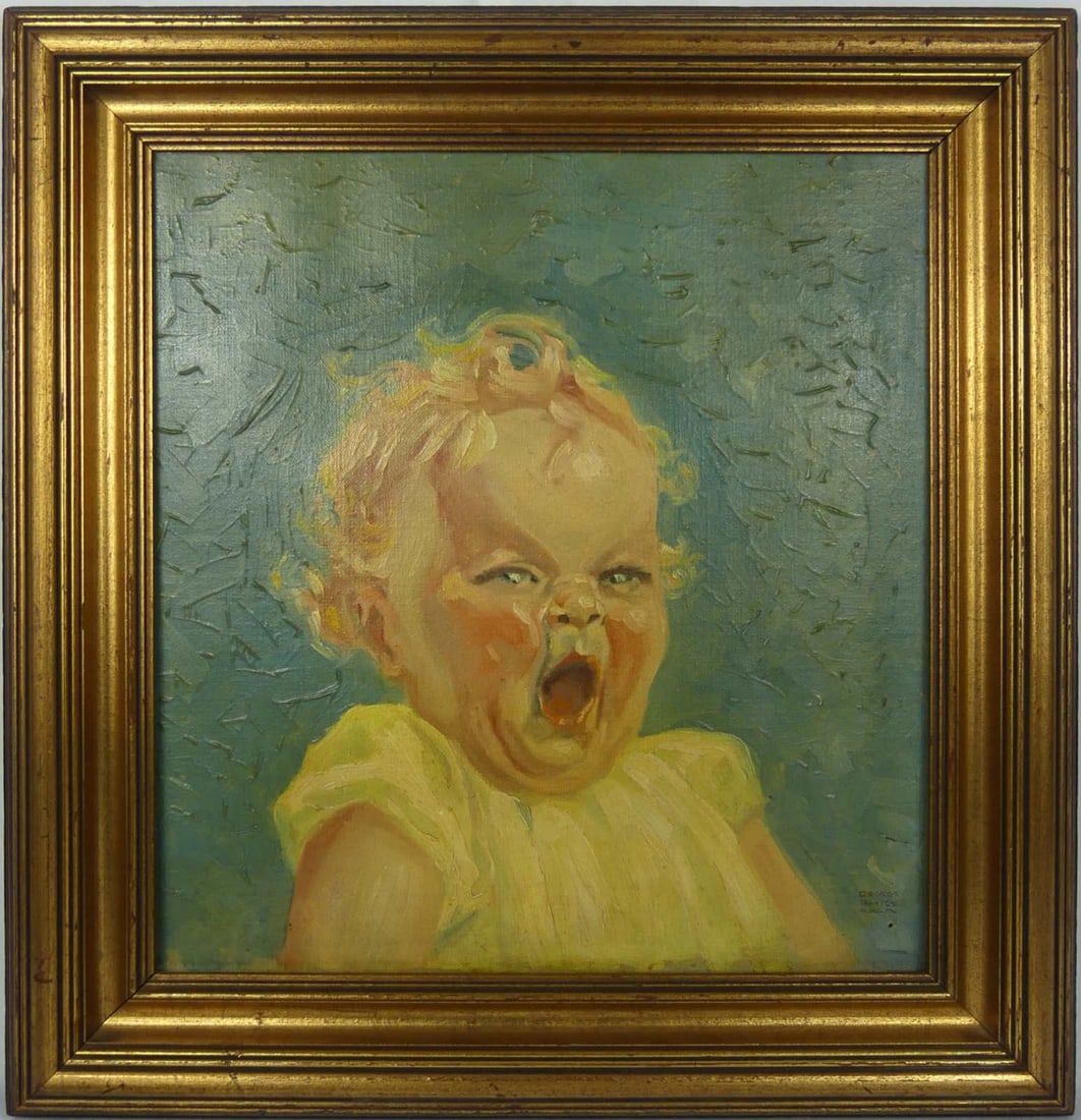 GEORGE DAVIES FALK 'BABY' OIL PAINTING ON CANVAS (1 of 6)