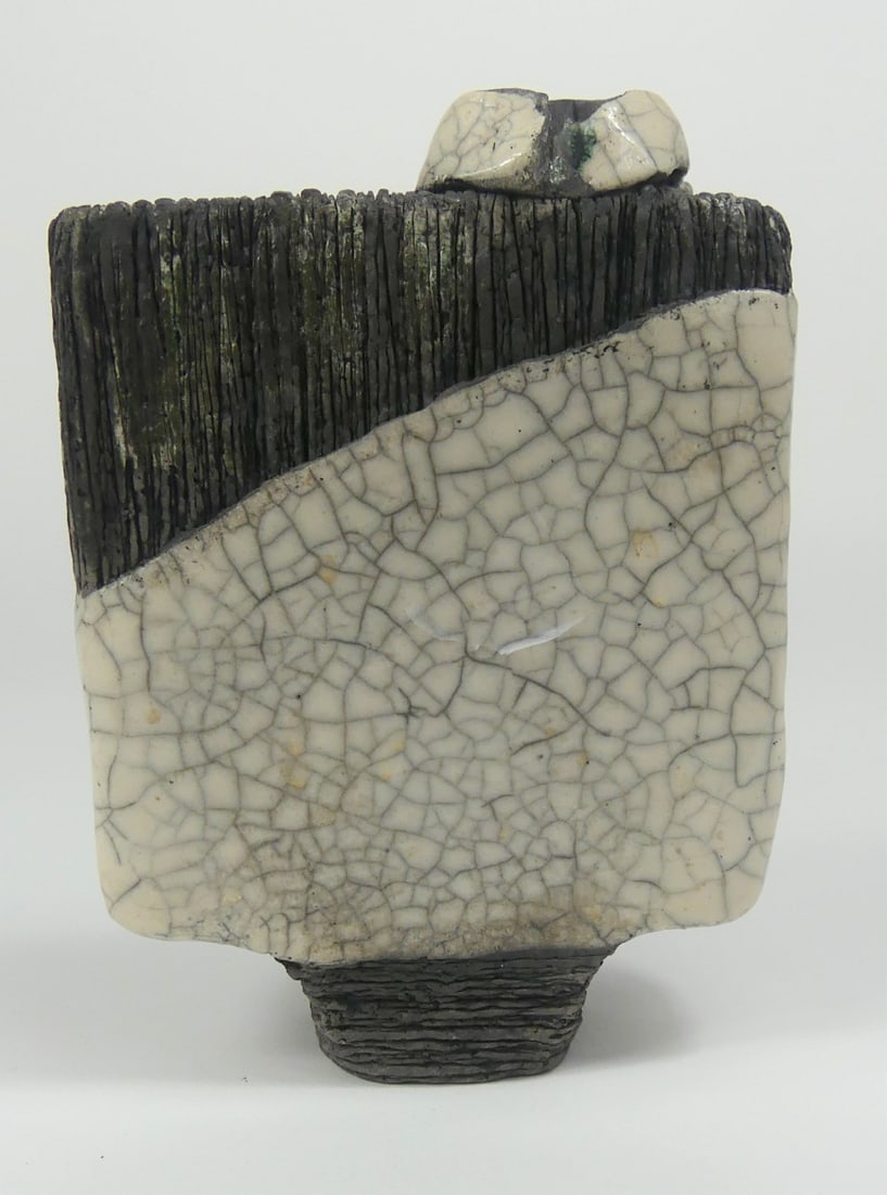 RAKU ART POTTERY VASE SIGNED (1 of 7)
