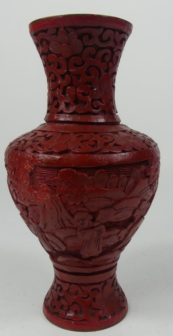 CHINESE CINNABAR STYLE VASE (1 of 6)