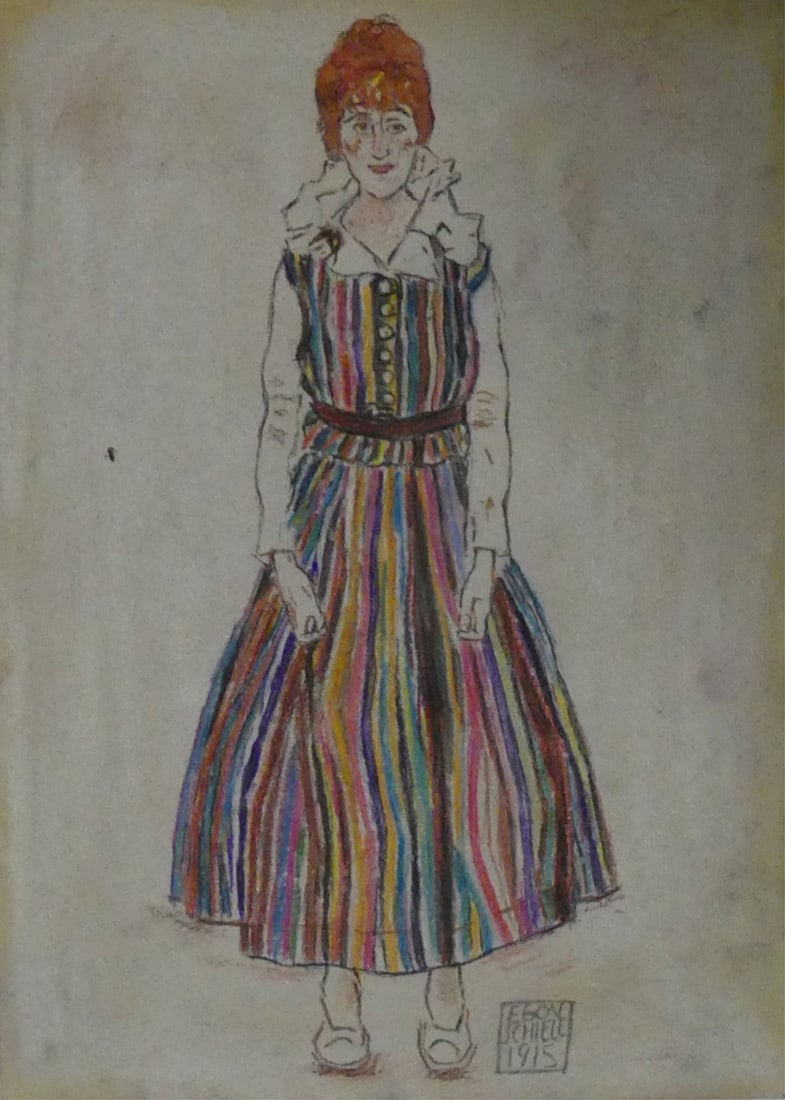 EGON SCHIELE 'PORTRAIT OF EDITH' PASTEL ON PAPER (1 of 8)
