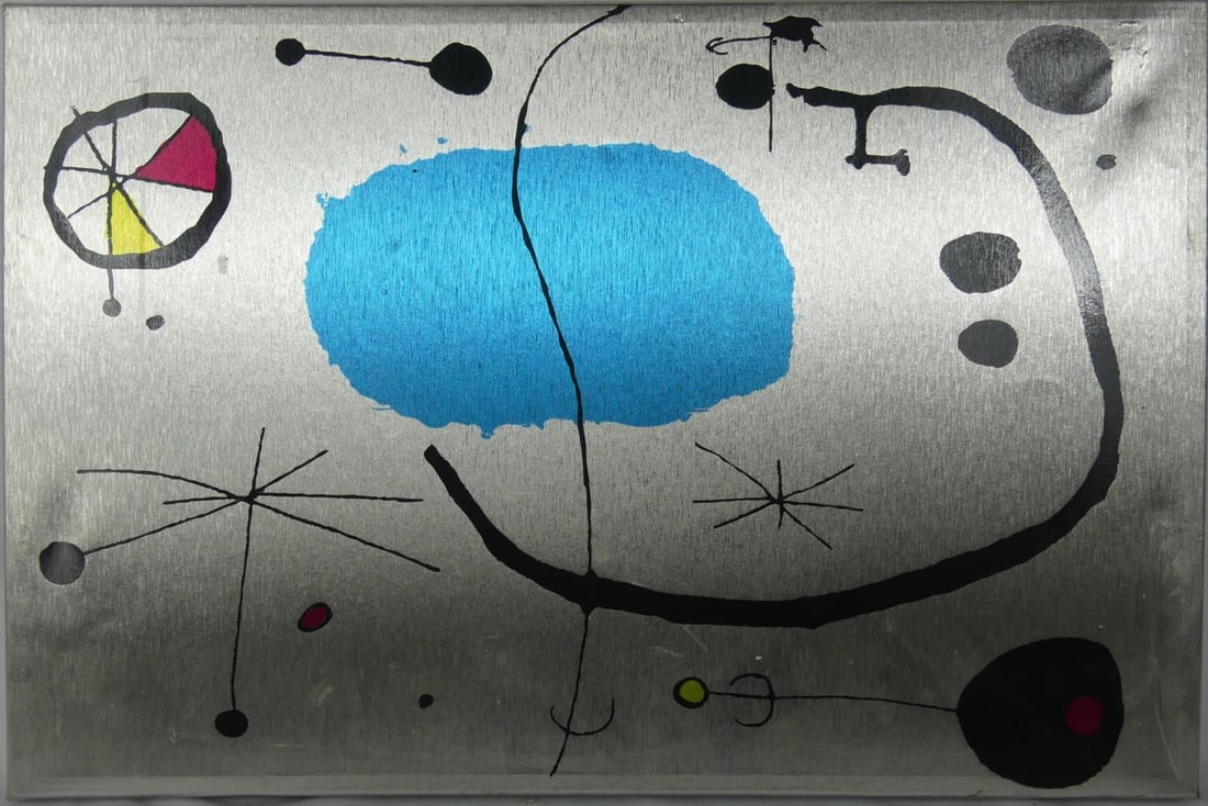 JOAN MIRO STYLE SILVER FOIL GICLEE ON CANVAS (1 of 4)