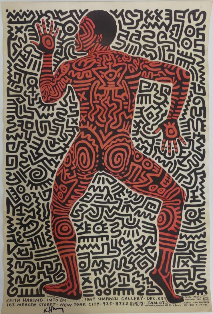 KEITH HARING SIGNED SHAFRAZI EXHIBITION POSTER (1 of 5)