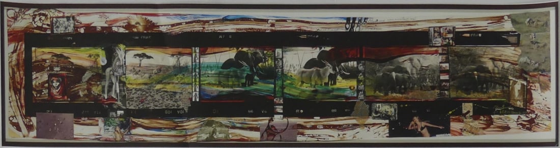 PETER BEARD 'PARADISE LOST' PHOTO-LITHO: Peter Beard photo litho collage. But past who can recall or done undo (Paradise Lost). Signed in the plate lower right. Sheet measures 36" x 9".