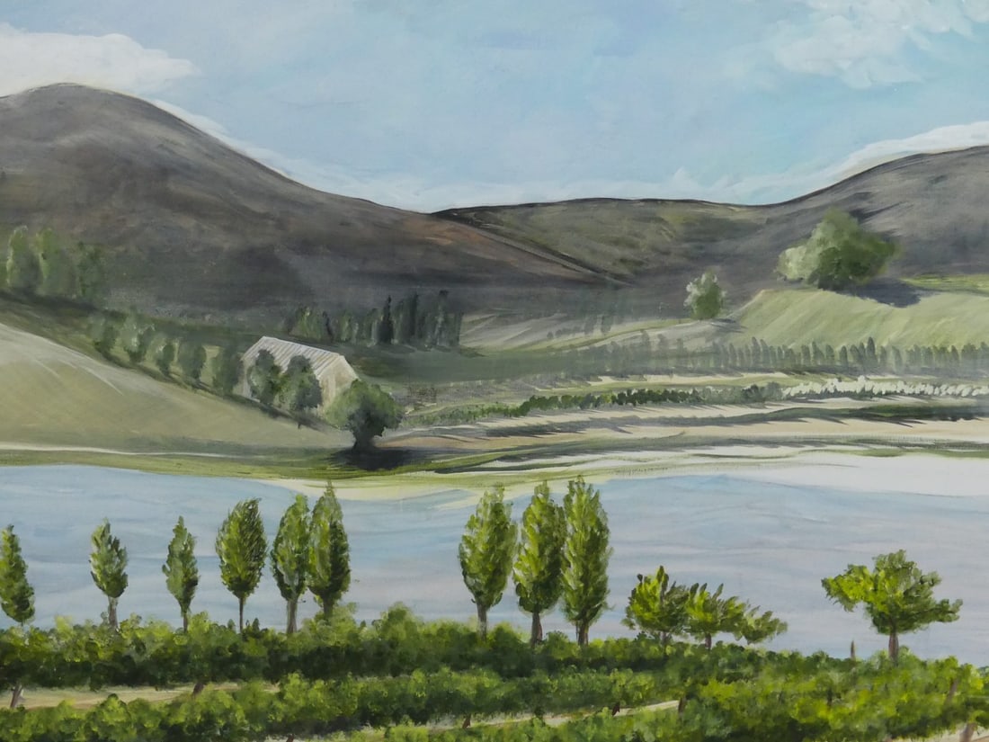 LANDSCAPE OIL PAINTING ON CANVAS SIGNED: Oil painting on canvas depicting a landscape. Signed (after) Maynard Dixon lower right. Measures 60" x 47 1/2".