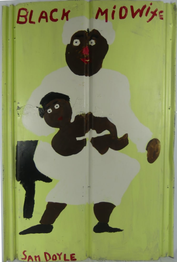 SAM DOYLE 'BLACK MIDWIFE' PAINTING ON METAL (1 of 8)