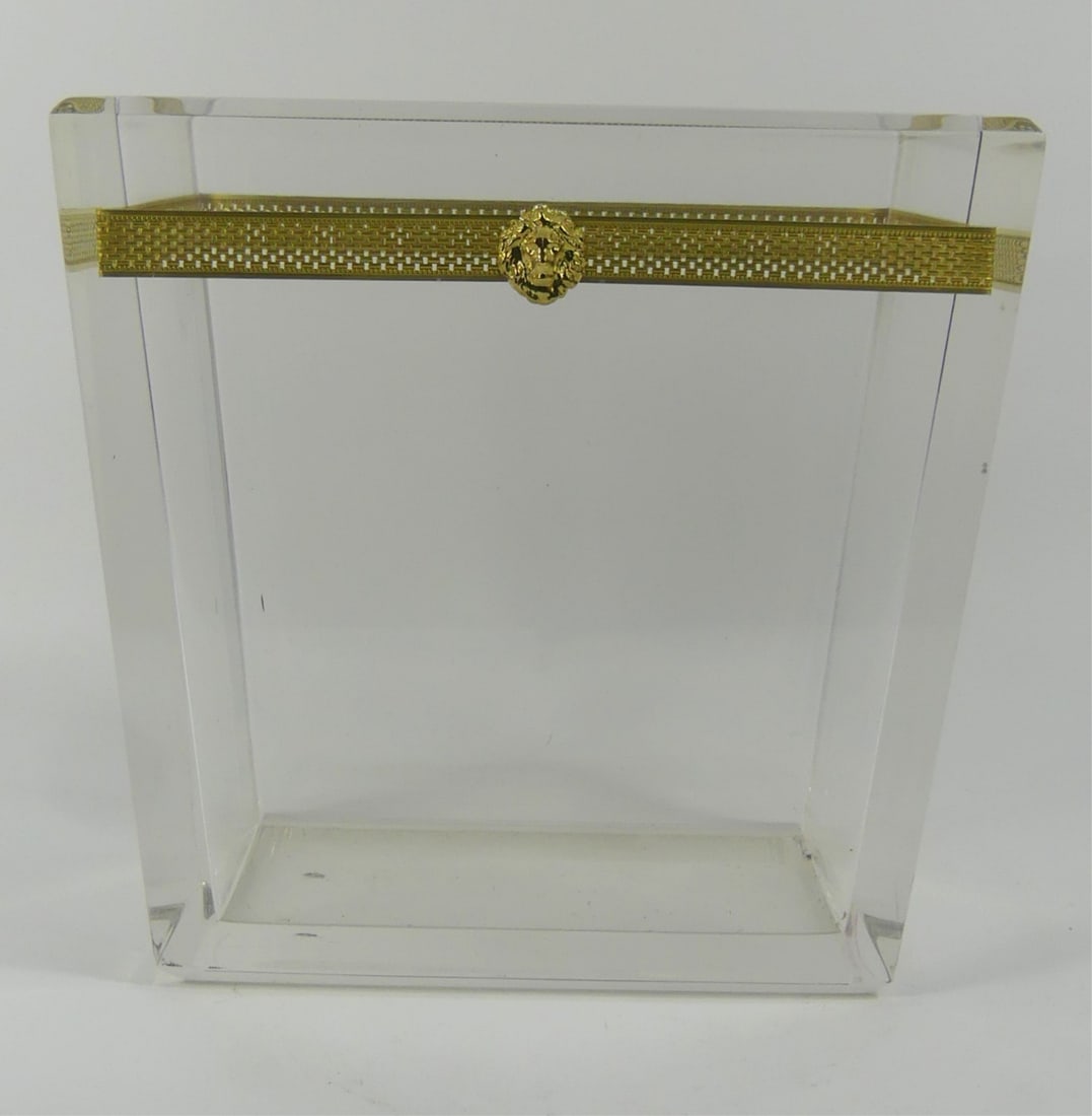 ITALIAN HEAVY LUCITE LION HEAD MAGAZINE RACK (1 of 5)