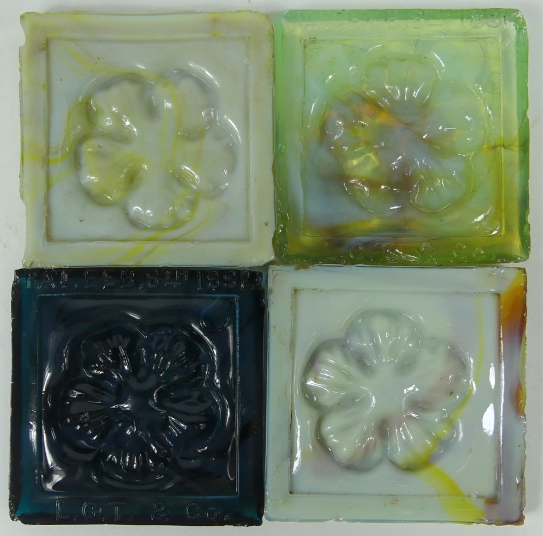 4pc TIFFANY COLOR GLASS FLOWER TILES (1 of 6)