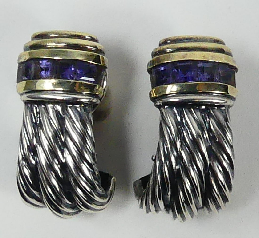 DAVID YURMAN STERLING 14k AMETHYST EARRINGS (1 of 6)