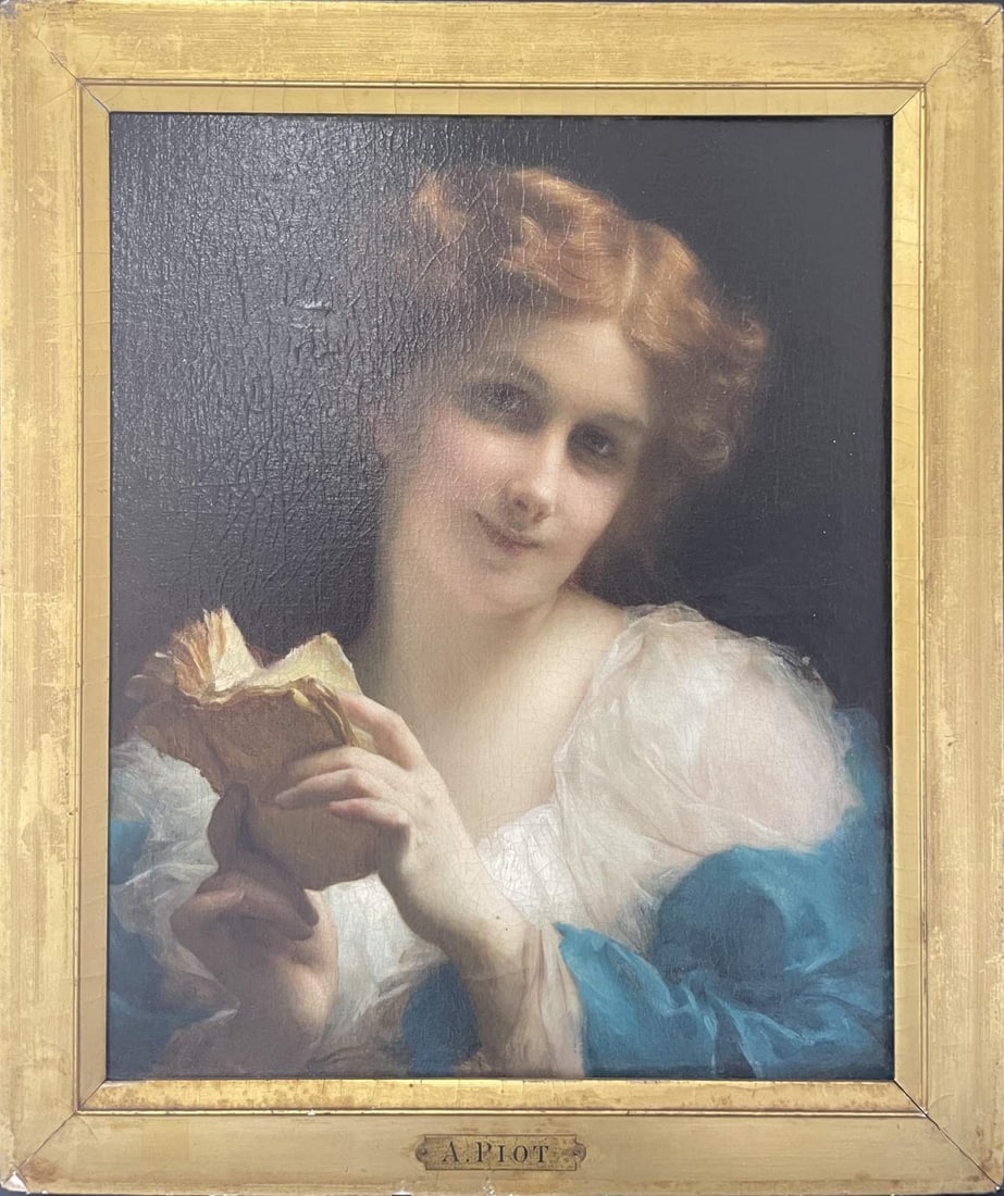 ADOLPHE PIOT 'BEAUTY WITH BOOK' OIL ON CANVAS (1 of 6)