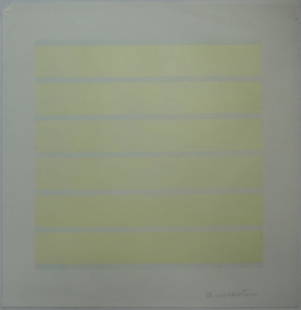 AGNES MARTIN SIGNED LITHOGRAPH ON VELLUM: Agnes Martin lithograph on vellum paper. Pencil signed lower right. Sheet measures 11" x 10 3/4". Note: minor wear to edges.